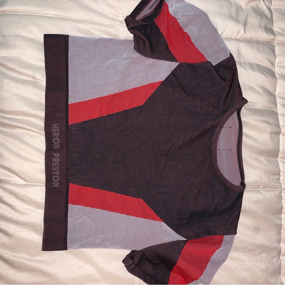 Heron Preston Red and Gray Geometric Top